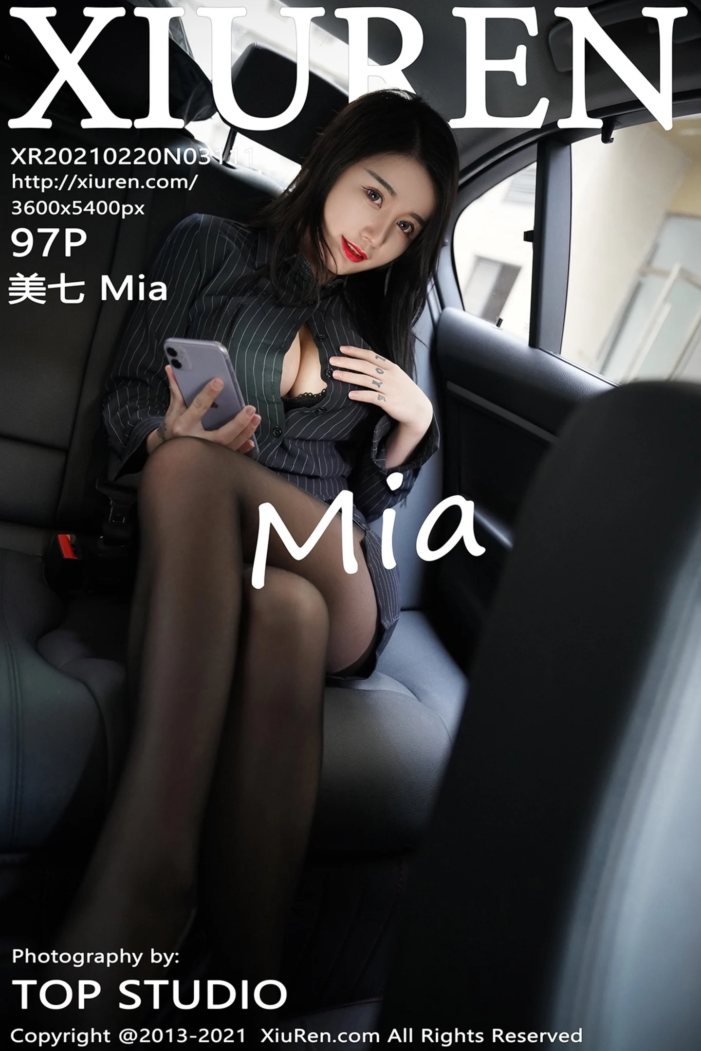 [XiuRen秀人网]VOL.3111 嫩模美七Mia车内黑色OL主题撩裙无内黑丝裤袜秀翘臀诱惑写真97P-秀人网官方网站